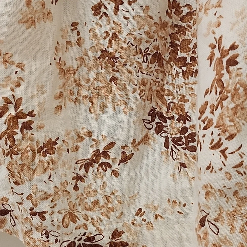 Abercrombie & Fitch  Puff-Sleeve Cream,Tan, Brown Blouse Romantic Sz XS